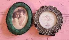 Pair of 2 antique reproduction tiny picture frames photo frames dollhouse mini