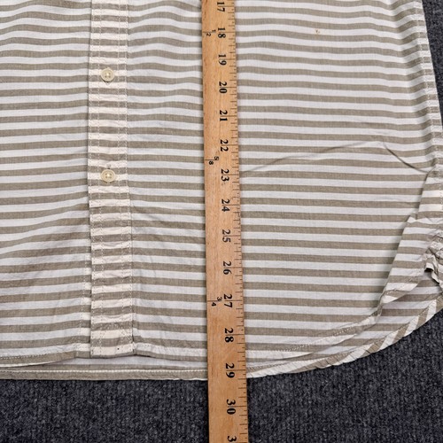 Lucky Brand Button Up Shirt Mens Size Large Tan Beige Striped Short Sleeve - Picture 9 of 12