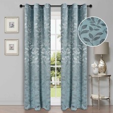 Modern Bohemian Leaves Room 42" Wide Darkening Blackout Curtains, Set of 2
