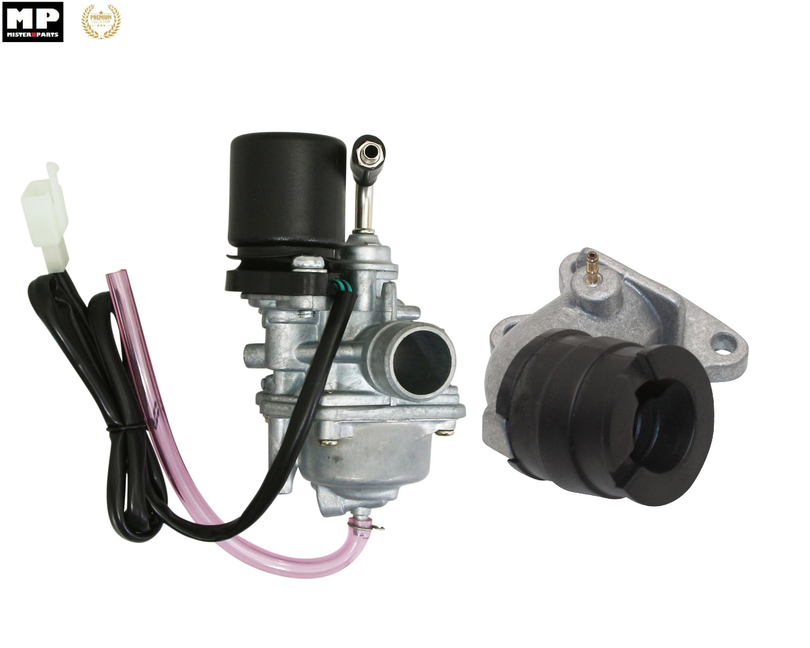 Kit carburateur 17.5mm avec starter et pipe d'admission pour Peugeot SV Geo et Squab 50cc