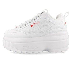 Nuevo fila Disruptor II Zapatillas De Plataforma Cuña De Corazón Grueso  Blanco Rosa Rojo Zapato | eBay