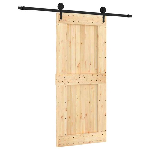 Sliding Door with Hardware Set 90x210 cm Solid Wood Pine vidaXL - Picture 2 of 11