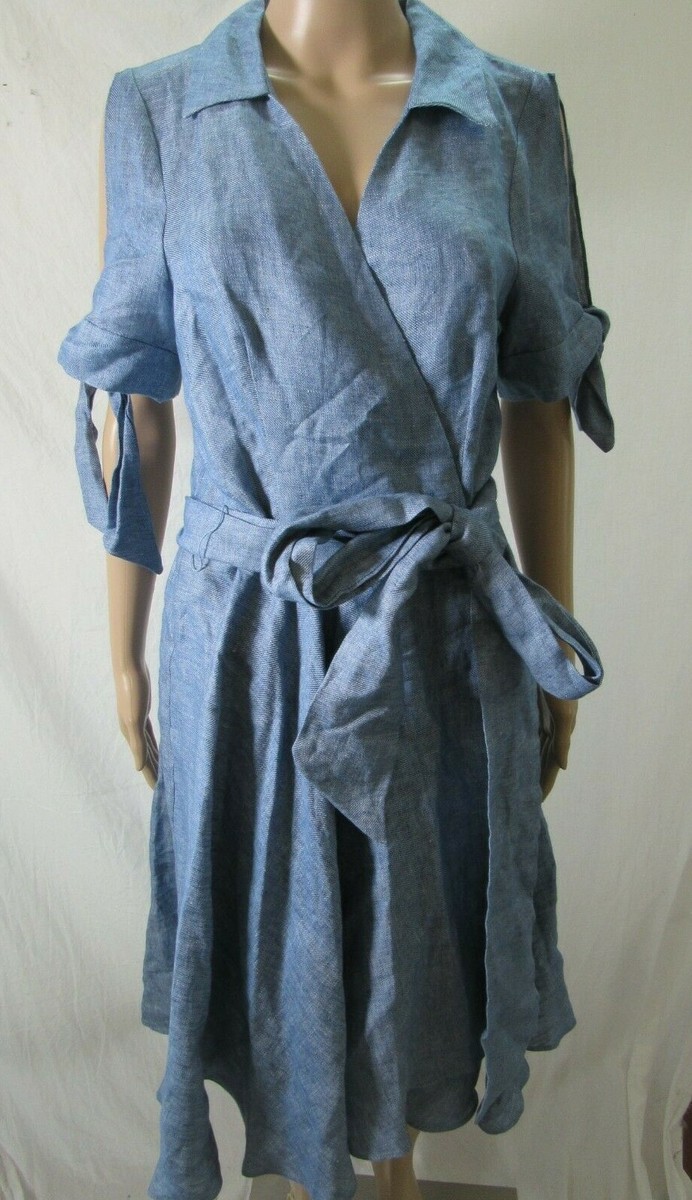 NWT Milly Valerie Dress Blue Linen Denim Size 12 Retail $495 | eBay