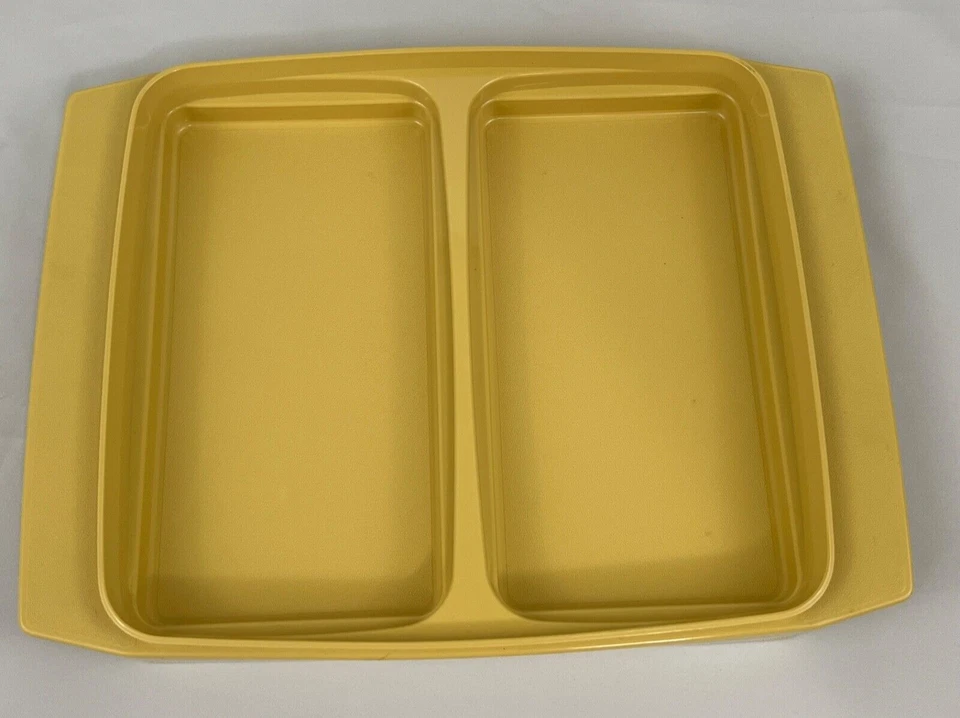 TUPPERWARE Retro Bandeja de Huevos Deviled Contenedor 2 Insertos Amarillo Blanco Tapa 723-1 Foto 4 de 4