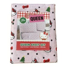 Hello Kitty Christmas Queen Bed Sheet Set Pink 100 Cotton New In Package