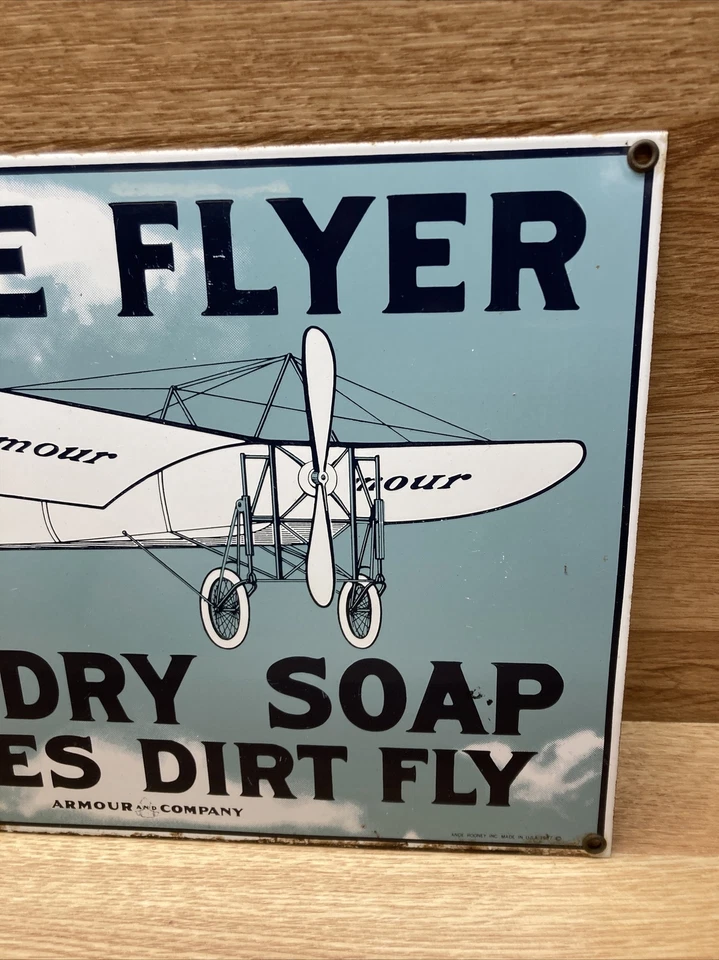 Raro Tablero de Publicidad Vintage VOLANTE BLANCO JABÓN DE LAVANDERÍA HACE VOLAR LA SUCIEDAD Rooney 87 Foto 4 de 4