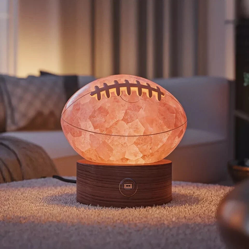 喜马拉雅盐灯橄榄球形状 8 磅空气净化器大号夜灯办公室装饰 — 第 3/4 张图片