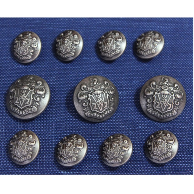 Vintage Silver Shank Metal Military Buttons for Suit Jackets Sport Coat
