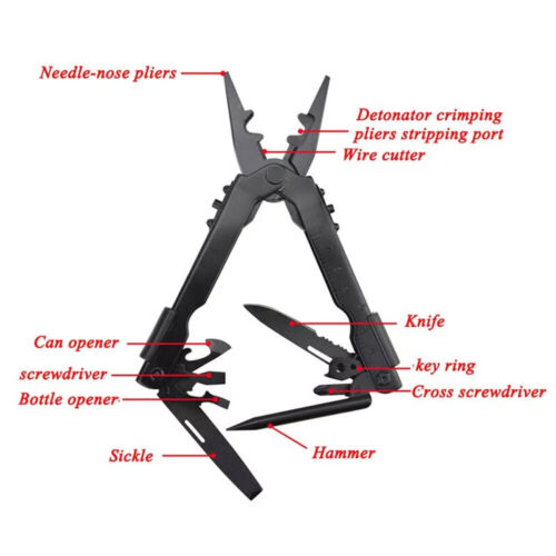 Portable 13 In1 Outdoor Survival Multi Tool Plier Compact Pocket Stainless Steel - Picture 2 of 14