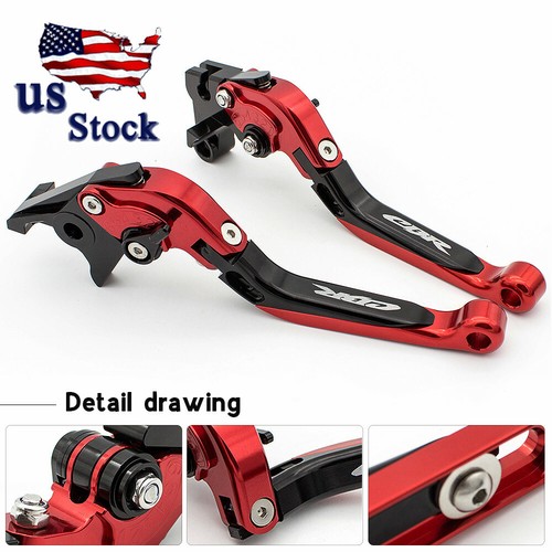 CNC Red Folding Extending Brake Clutch Levers For Honda CBR600RR 2007-2020 2021 - Picture 1 of 7