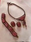 Vintage Pink 3 pieces  milk, glass and crystal jewelry sets