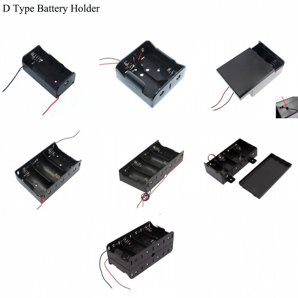 1 2 3 4 8 x C/D/23A 12V CR123A Battery Holder Case Enclosed Box/Switch with Wire - Image 3 of 4