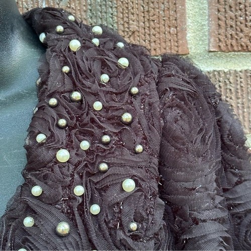 RYU Jacket Womens Medium Black Floral Rosette Ruffle Bodices Elegant Classic M - Picture 6 of 10