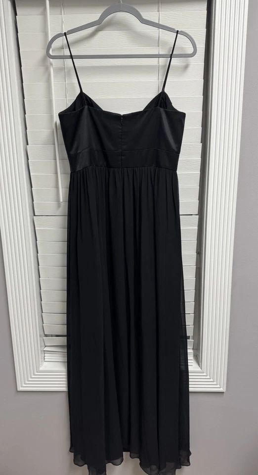 Maxi Vestido Negro Casa Blanca Mercado Seda Imperio Talla 10 Foto 2 de 4