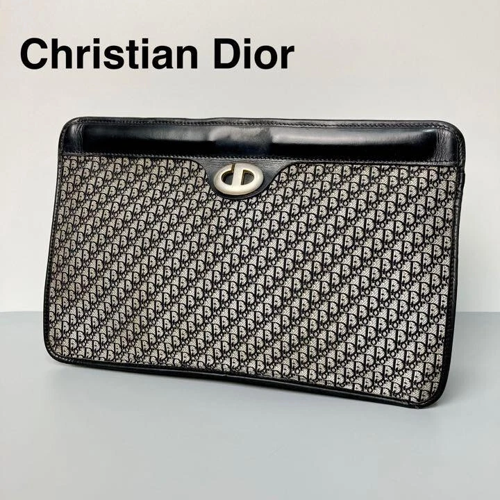 Christian Dior Clutch deuxième sac trotter cuir toile noir logo CD d'occasion