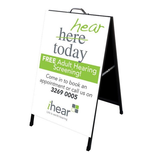 Black Metal A-frame/Sandwich Chalkboard Advertising Display Board Poster Stand - Picture 5 of 5