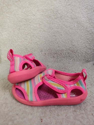Oshkosh Bgosh Baby Girls Sandals 7M Pink Fabric Stretch Comfort Flat Shoes - Picture 16 of 20