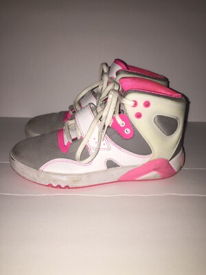 white and pink basketball shoes