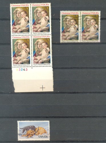 USA Christmas 1981 and 1982 singles, FDC's, blocks, plateblocks 7 scans - Picture 7 of 7