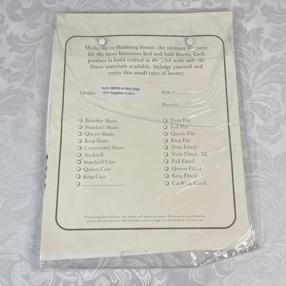 Hamburg House Egyptian Cotton  Embroidered ￼ King Flat Sheet 1 Standard Case - Image 4 of 4