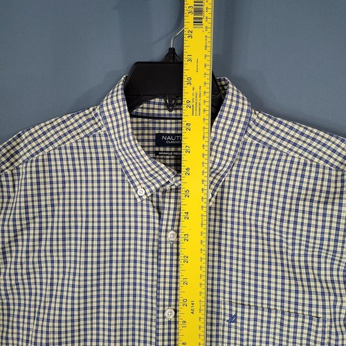 Camisa Nautica Hombre Calce Clásico Resistente a Arrugas Manga Larga Verde Cuadros Talla XL - Imagen 4 de 9