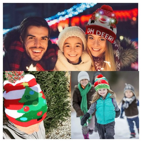 Unisex Navidad LED Gorro Sombrero Cálido Suave Reno Navidad ¡Gorro Iluminado Regalo! - Imagen 9 de 10