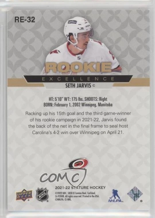 2021-22 Upper Deck Stature Rookie Excellence Seth Jarvis #RE-32 RC - Image 2 of 2