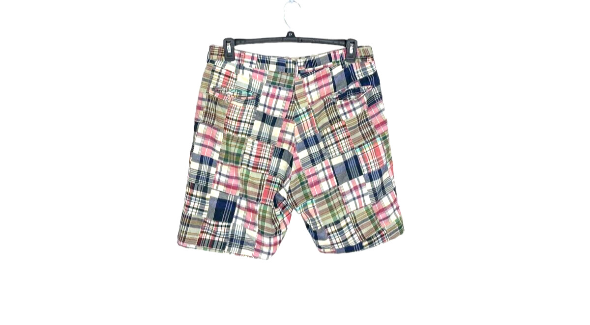 Vntg mens  shorts sz 34 multicolor 100 % cotton patchwork plaid Y2k 90's