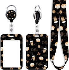 Black Work Badge Holder Lanyard with Retractable Badge Reel Clip Cute Lanyard fo