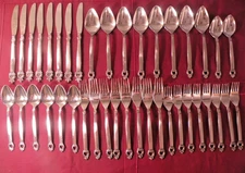 Set Of 40 Pieces Erika 1883 ROGERS Stainless Spoons Forks Knives Service For 8