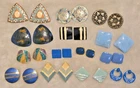 Lot Of 14 Pair Vintage Pierced Earrings Blue Tones