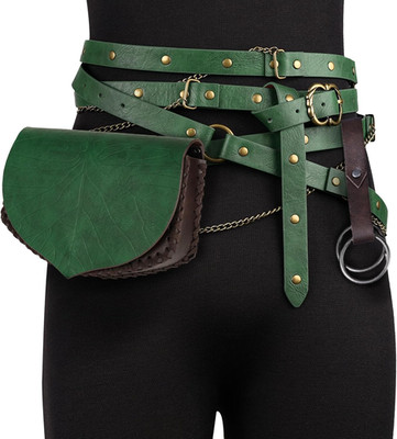 Gürteltasche Set mit Blattmuster für Renaissance, LARP & Cosplay, verstellbarer 