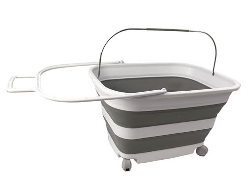 35L (9.24 Gallons) Collapsible Plastic Laundry Basket with Handle 1 White/Grey - Picture 5 of 7