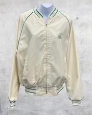 Vintage 90s King Louie Bomber Jacket Mens L Cream Green USA Made Windbreaker