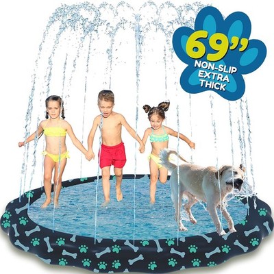 SplashEZ Non Slip Splash Pad for Kids & Dogs, 69   Extra Large Splash Pad Sprink