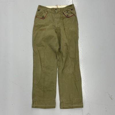 Vintage 60s Boy Scouts Green Mule Flap Canvas Pants 29x28 1960s True Vintage