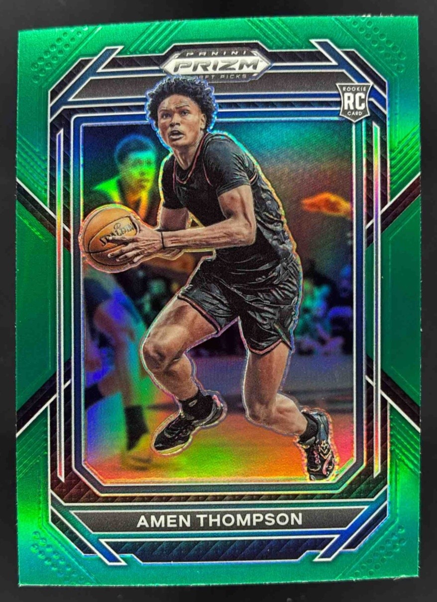 2023-24 Panini Basketball Prizm Draft Picks Amen Thompson GREEN #4 RC