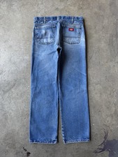 Dickies Straight Leg Denim Light Wash Jeans Work Skater Y2K 33x30 Distressed