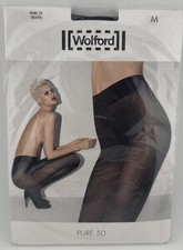 Wolford Pure 50 Seamless Tights Super Soft Anthracite Black. M. MSRP - 55.00
