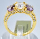 LAB CREATED AMETHYST &  W/SAPPHIRE RING RING 14K YELLOW GOLD PLATED (.925) - NWT — photo 3