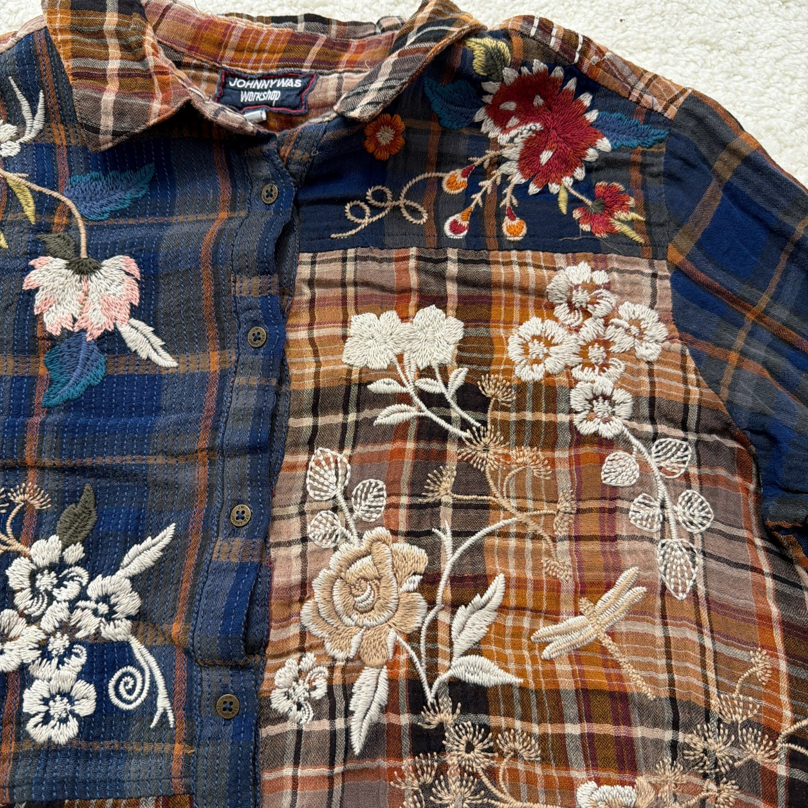 Johnny Was Workshop Embroidered Patchwork Plaid S… - image 3