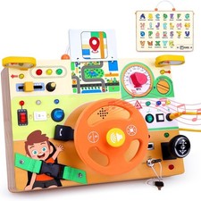 Hoarosall Busy Board,Montessori Toys for 1-3 Year Old Boys Girls,Travel