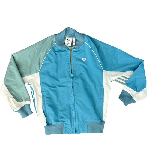 Chaqueta Universitaria Adidas X CLOT Edison Chen Azul Verde Blanco Rayas Talla XS - Imagen 10 de 14
