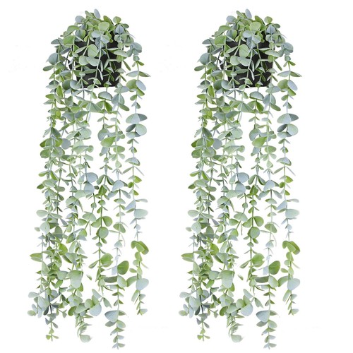 Fake Hanging Plants Eucalyptus Potted Artificial Plant Small Faux Ivy Vines D...