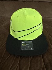 NWT- Kids Nike Swoosh Baseball Cap -size 4-7 -Volt /Black-8A2693-369