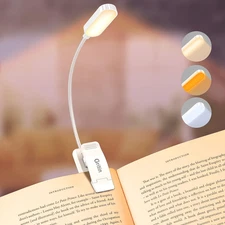 16 LED Rechargeable Book Light for Reading in Bed- Eye Caring 3 Color Tempera...
