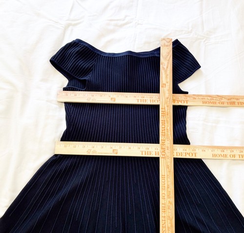 French Connection Black Blue Fit Flare Dress 6 Small Office/Career/Work/Party - Picture 6 of 7