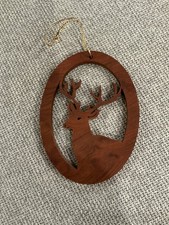 Wood Cut Deer Christmas Ornament Antlers