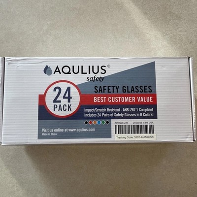 24 PACK Aqulius Bulk Pack Safety Glasses For Men & Women, ANSI Z78.1 Certified