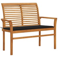 Teak Gartenbank Mit Schwarzer Auflage 112Cm Holzbank Parkbank Sitzbank Vidaxl